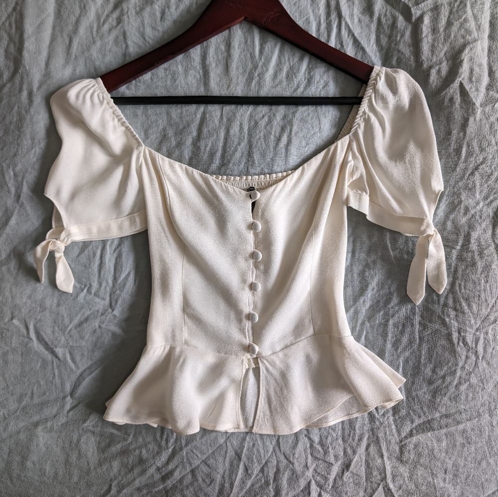 reformation holland blouse top, ivory white 4